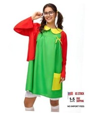 Halloween Costume Women Adult 6pcs Outfit Green Dress Mexican Comedy Large