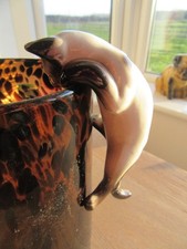 Vintage 1960s Siamese cat retro Brandy glass ornament large hanging ,DAMAGE .