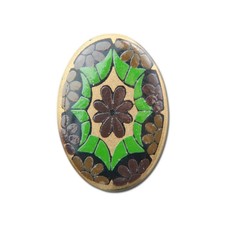 Vintage Glass Mosaic Cabochons Brown Green Germany 14x10mm 2 cab879B