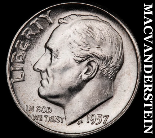 1957 Roosevelt Dime- Silver- Choice Gem Brilliant Uncirculated Luster #i9005
