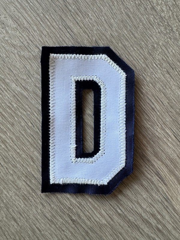 Vintage Hand Cut Tackle Twill Letter D 2 Color White On Navy 3 1/4” 3.25 Inches