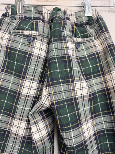 Janie & Jack Tartan Plaid Holiday Pants Boys Size 5 Green Blue Wool Blend - Picture 4 of 6