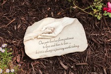 Dog Paw in Hand Devotion Painted Polystone Stepping Stone - 12  W x 0.5  D x 7....