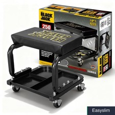 Automotive Rolling Creeper Padded Seat 250 LB Capacity Tool Tray Black