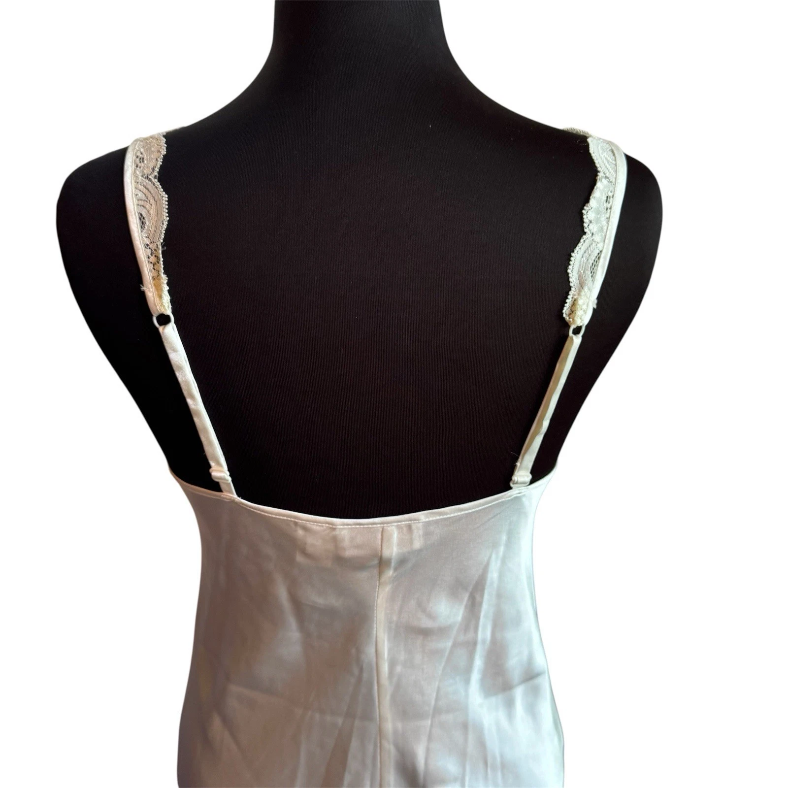 UNDERCOVER Abito lungo Victoria's Secret piccolo avorio bianco raso pizzo etichetta oro slip dress