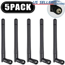5-PACK LOT RP-SMA Antenna for WiFi 2.4GHz/5Ghz Wireless Router or Card (Black)
