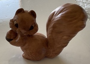 Vintage Ceramic 10” Squirrel With Acorn And Bushy Tail