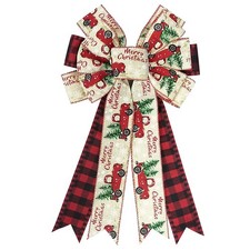 Large Christmas Bows for Wreaths - Buffalo Plaid Decorative Wreath Bow for Fr...