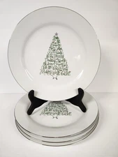 St. Nicholas Square Eat, Drink & Be Merry Dinner Plates  Christmas Tree Set Of 4