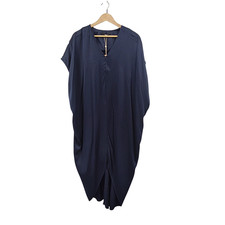 Quince Women Maternity 100% Washable Silk Maternity Dress Blue XS