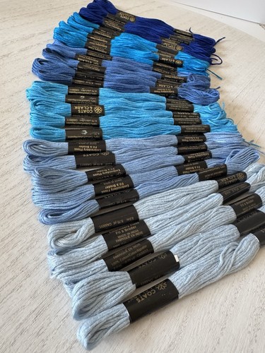 Coats & Clark Embroidery Floss Thread~Lot of 30 Skeins~Solid Blue Shades - Picture 5 of 6