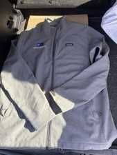 Mens Patagonia Gray Full Zipper Softshell Fleece Lined Jacket Size XL Logo