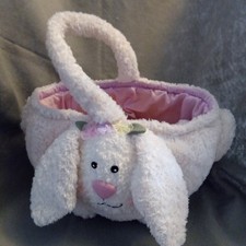 White Plush Soft Bunny Easter Basket