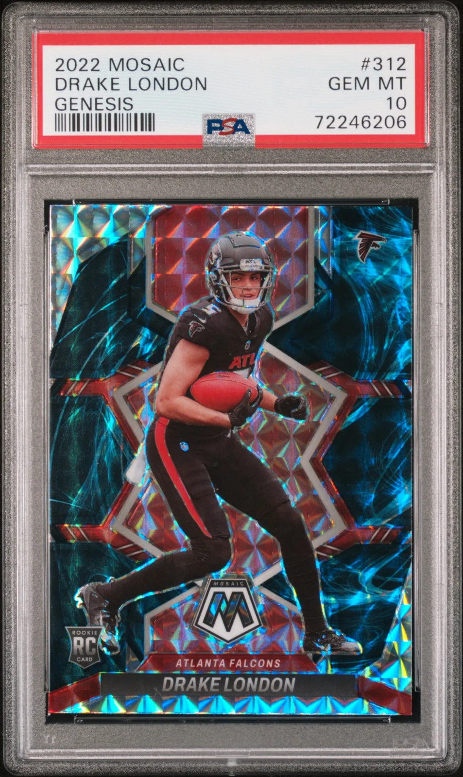 2022 Panini Mosaic DRAKE LONDON Genesis Rookie #312 RC PSA 10