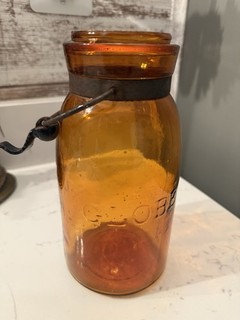 Antique Globe Fruit Jar Orange Amber