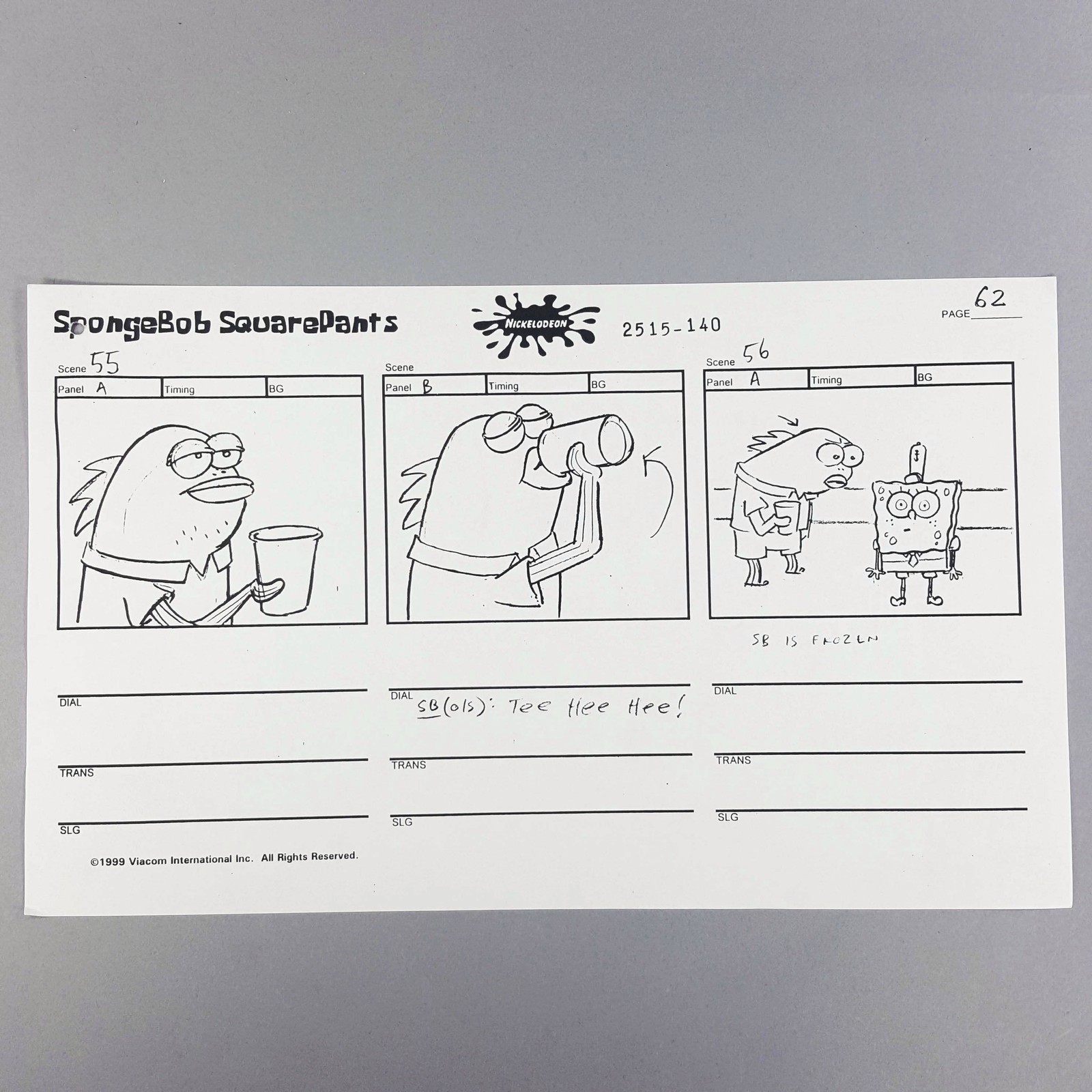 SpongeBob SquarePants Storyboard Customer Peers at Frozen SpongeBob, COA