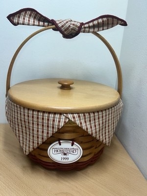 Longaberger 1999 Homestead Collectors Club Edition Round Basket With Lid & Liner