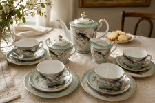 Vintage Tea Set 4 Person 50s Japanese Dragonware Raised Moriage Tea Coffee Set