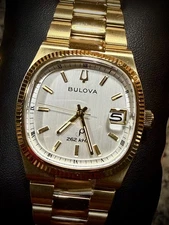 Bulova Super Seville Gold tone Watch with Silver Dial 97B223 - Mint, Unused, Box