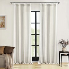 Natural Linen Pinch Pleated Curtains 120 40"W x 120"L Pack of 2 ,