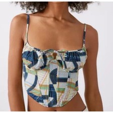 Out From Under Urban Outfitters Corset Crop Top Small Patchwork Plaid Bustier