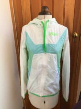 O'neill Showerproof Packable Jacket White Green Blue Small Bnwt Retro Zip Front