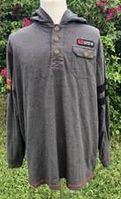 2189 COOGI Hunt Club Charcoal Rugby Hoodie Sweatshirt Sewn Patch XXL 2XL