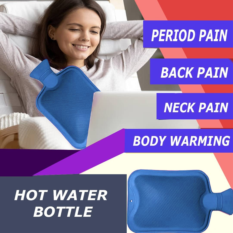3x 0.8L 2L Hot Water Bottles Natural Rubber Warmer Pain Relief Heat