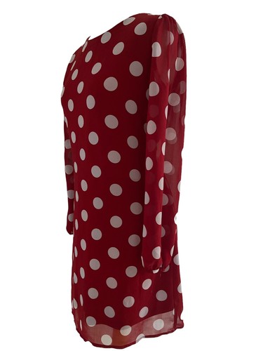 QED London Women's Tunic Short Dress Red Polka Dot Lined Occasion Party Size 10 - Picture 6 of 12