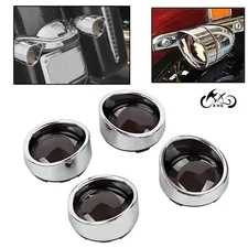Chrome Turn Signal Light Lens Cover Bezels Visor For Harley Sportster XL Fat Boy