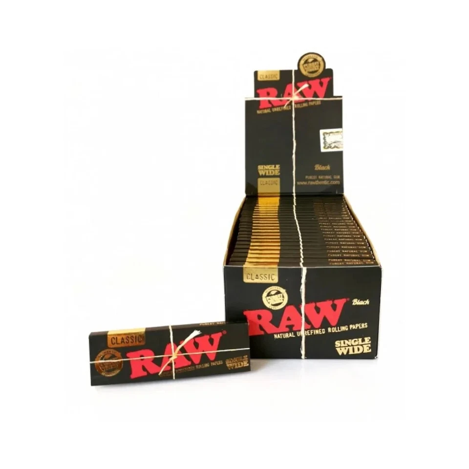 RAW Black Classic Single Wide Regular Standard Natural Rolling Papers 1 5 10 50