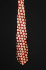 VINTAGE 1940'S-1950'S WIDE BROWN RAYON SATIN PRINT TIE 51 L X 4 1/2 "W