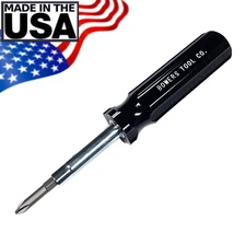Bowers Tool Co. 6-1 Screwdriver Black Phillips Flat Slotted Multi Bit 6 in 1 USA