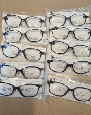 Lot of 10 Eyeglass Frames Heartland Collection Alex Black 53 16 140 New 