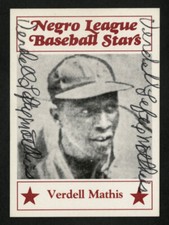 1986 NEGRO LEAGUE BASEBALL STARS #62 VERDELL MATHIS AUTOGRAPHED HQ DOUBLE SIGNED