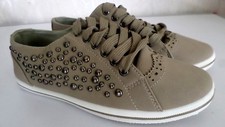 Damen Schuhe Schnürschuhe Freizeitschuhe Sneaker Nieten Beige Gr.36,5-37 NEUWAR 