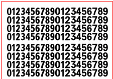 Decals Chiffres noirs 1/43 1/32 1/24 Numeros Black numbers Décalcomanie H 5,5 mm