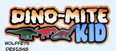 DINOSAUR KID TITLE premade paper piecing scrapbook diecut page piece 3d album