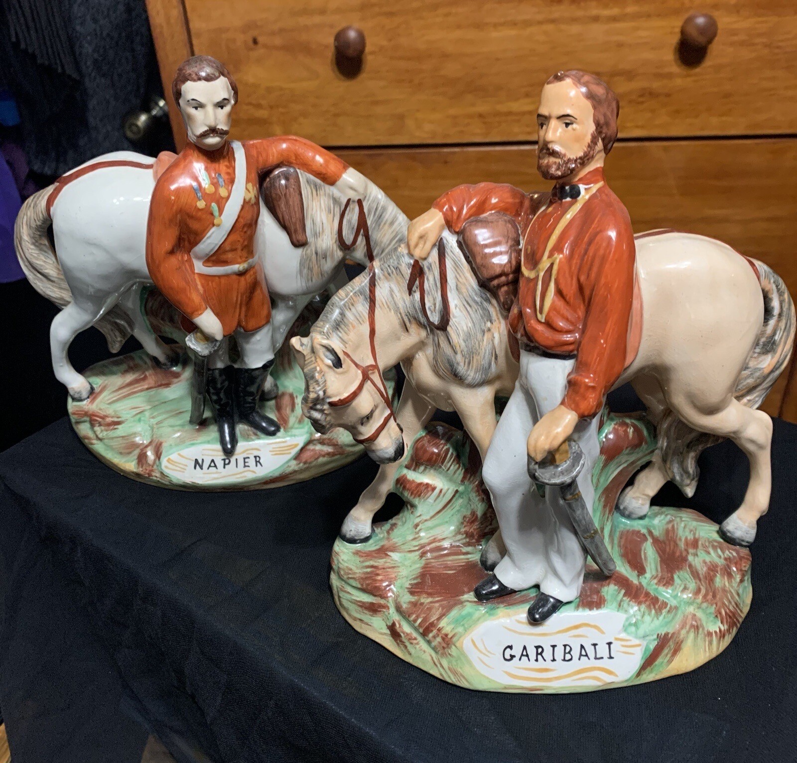 Antique Staffordshire Pair **Garibali And Napier** Circa 1850 Parr Factory