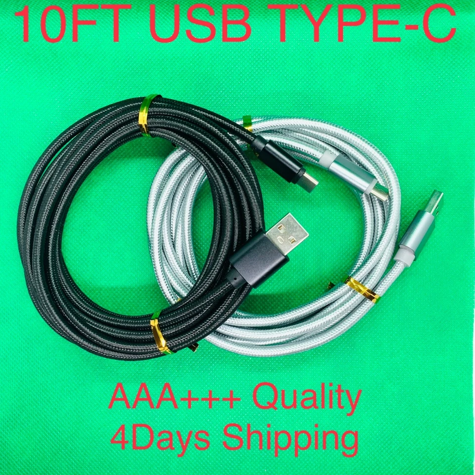 LOT Braided USB C Type-C Fast Charging Data SYNC Charger Cable 1/3/6/10FT LONG - Image 2 of 4