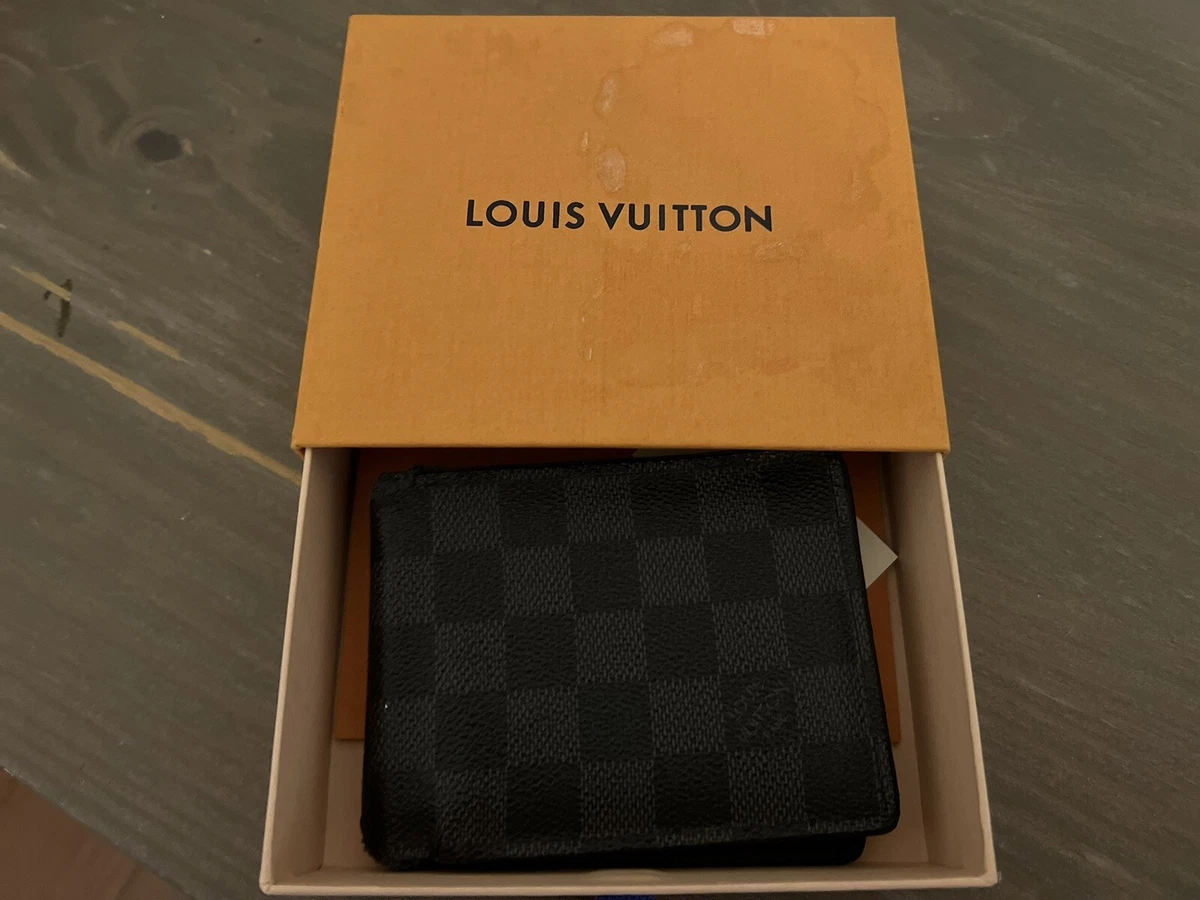 Louis Vuitton Bifold Damier Graphite Men Wallet Gray Black pre owned