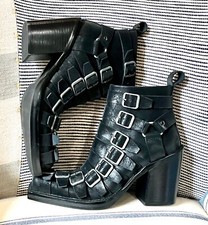 Free People Jeffrey Campbell Nothing But Buckles Boot Black Leather 8 NEW