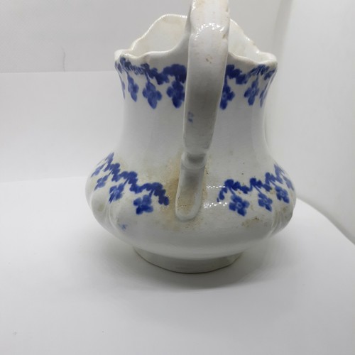 Antique Marked Arno Ceramic Pottery Creamer Pitcher 5.5" Tall, Blue Coloring - Picture 3 of 12