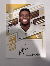 2022 PANINI DONRUSS ELITE PEN PALS GEORGE PICKENS RC ON CARD AUTO STEELERS