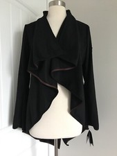 Nwt $320 Skea Liz Black Recycled Wool Blend Draped Coat Size Usa 10