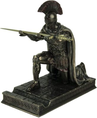 Roman Centurion Commander Kneeling Letter Opener Pen Holder Statue Sculpture