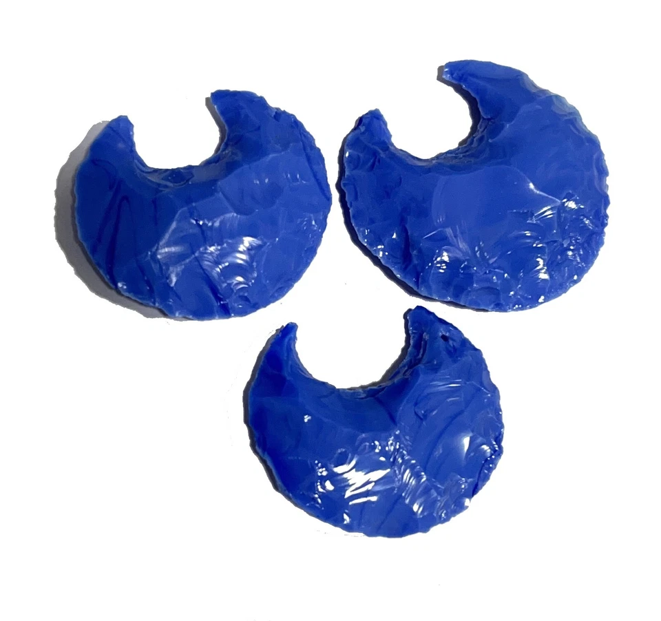 Lote de 3 piezas de piedras preciosas de obsidiana azul cristal tallado media luna para hacer joyas Foto 2 de 4
