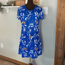 Adidas x Farm Rio butterfly dress size large royal blue white athletic wear