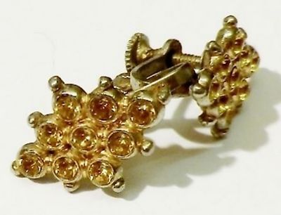 Boucles D'oreilles à Vis Vintage Or Avec Cristaux Diamant - état Impeccable