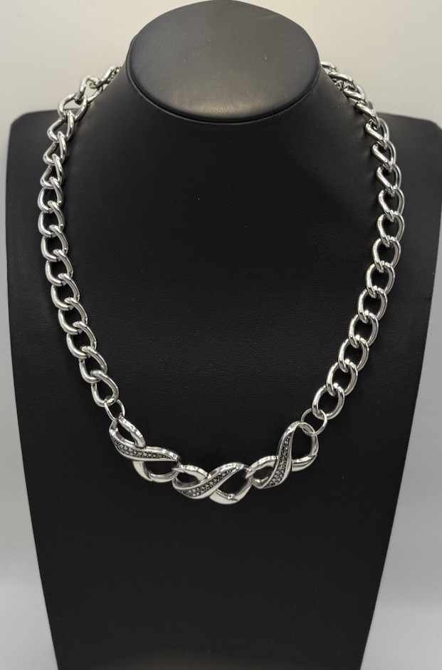 Vintage Silvertone Infinity Link Statement Neckla… - image 1